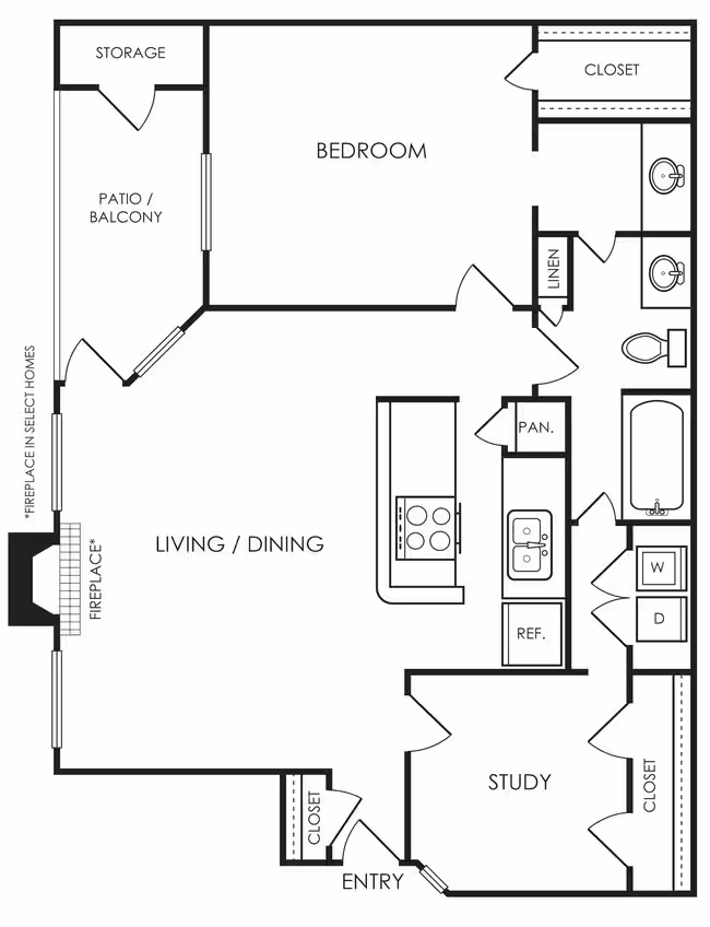 2 Bd 1 Bth 221-409 floor plan